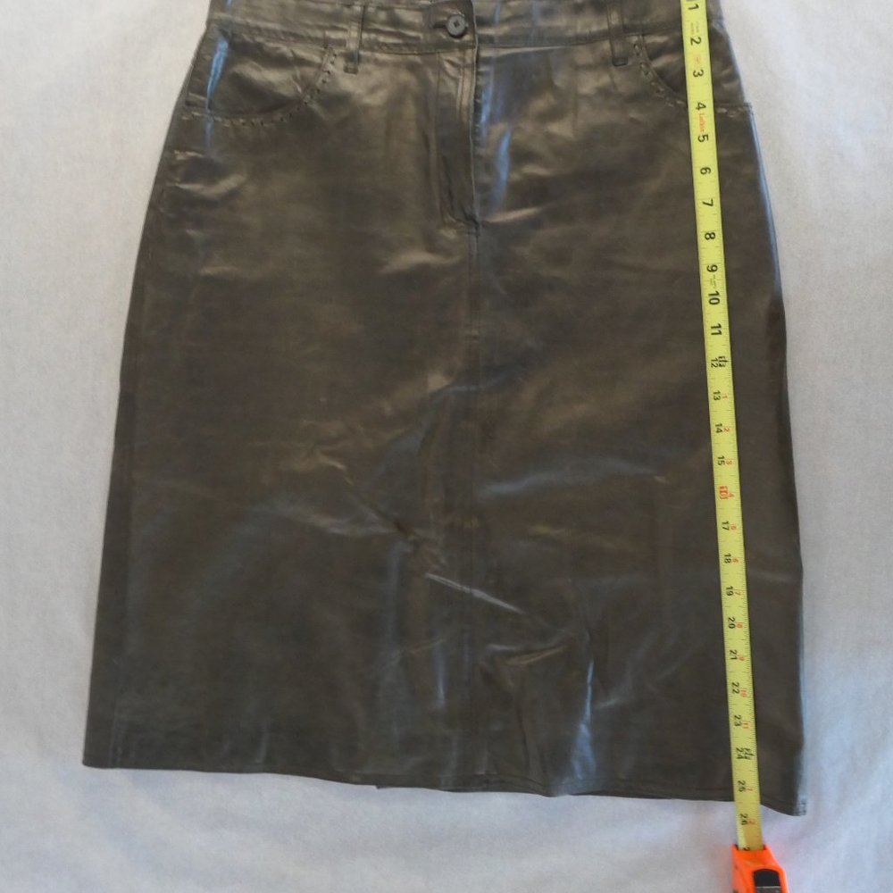 Size 10 Philosophy Di Alberta Ferretti Chocolate brown leather skirt - Picture 7 of 8